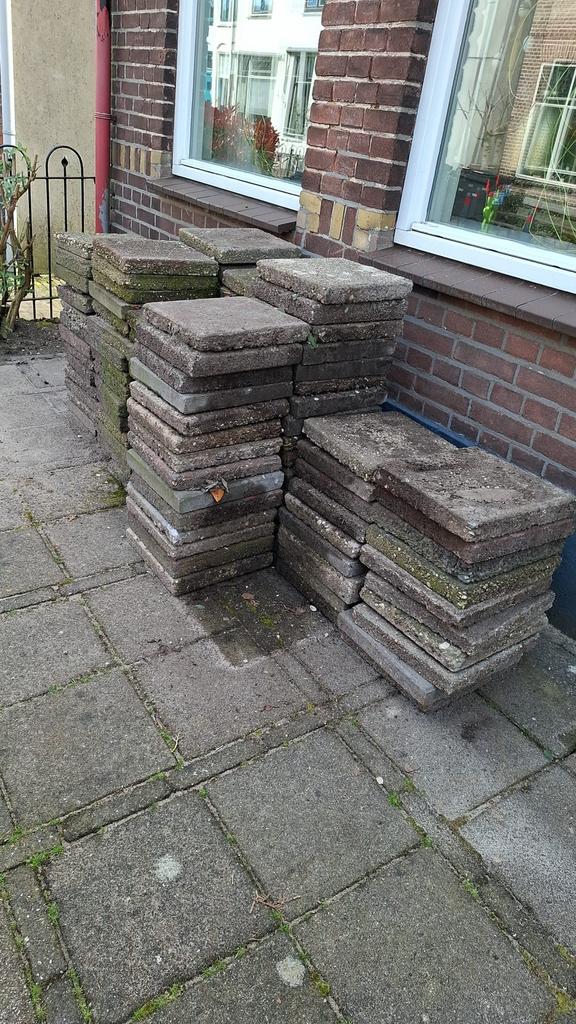 Stoeptegels (gratis), Tuin en Terras, Tegels en Klinkers, Ophalen, Gebruikt, Beton, Terrastegels