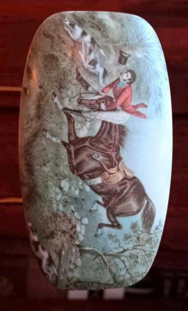 Engels Mid Century jachttafereel messing kapstokje, Ophalen of Verzenden