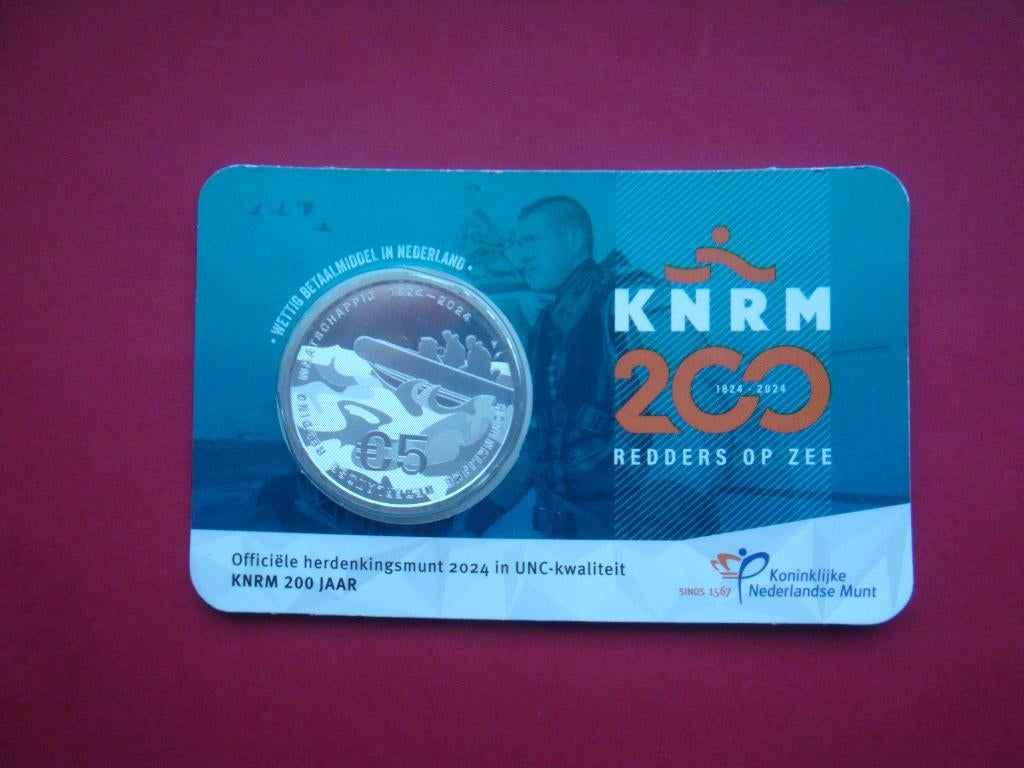 Nederland 5 Euromunt coincard 200 jaar KNRM 2024., Verzenden, Nieuw