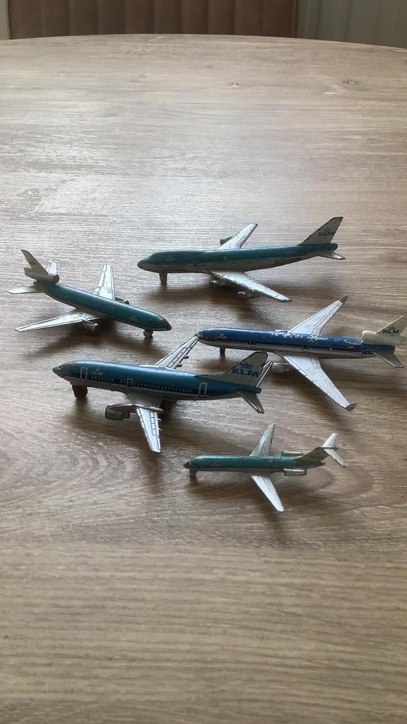 5 metalen KLM vliegtuigen, Ophalen of Verzenden, Gebruikt, Schaalmodel