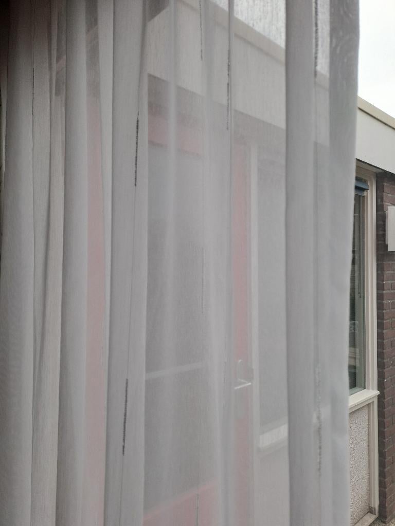 Vitrage, Huis en Inrichting, Stoffering | Gordijnen en Lamellen, Ophalen, 200 cm of meer, Wit, Zo goed als nieuw