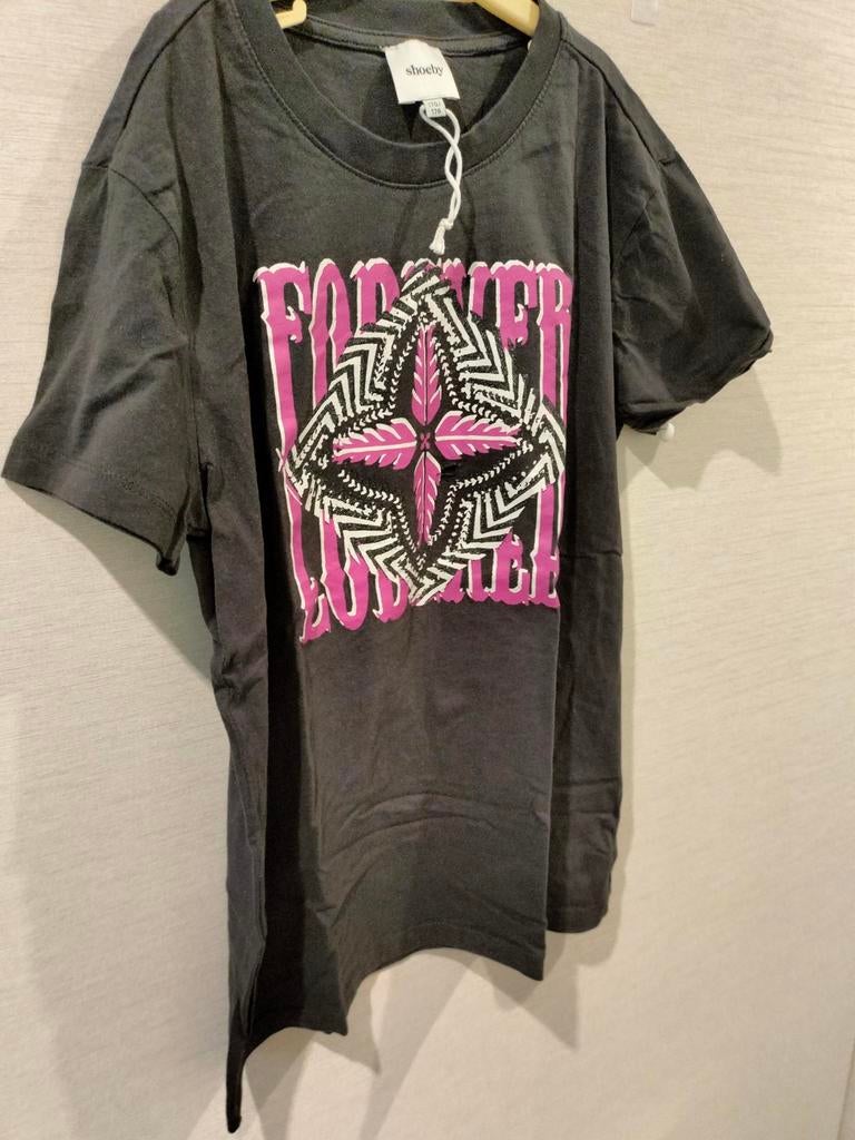 Leuk grijs shirt Shoeby: opdruk roze,wit,zwart mt 170/176, Ophalen of Verzenden, Zo goed als nieuw, Meisje, Shirt of Longsleeve