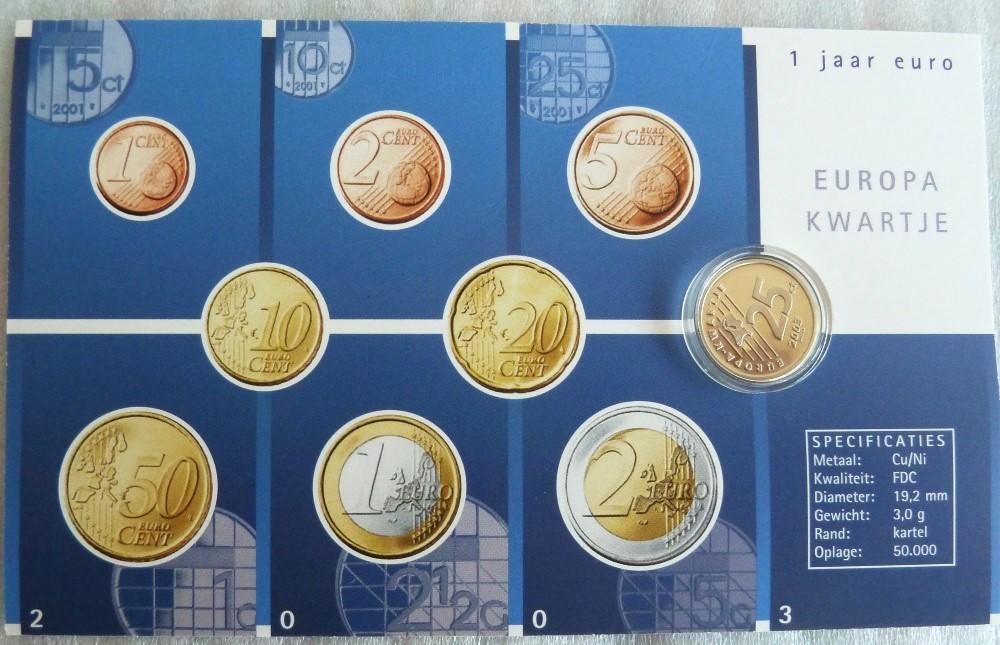 Europa kwartje 2003 FDC, Ophalen of Verzenden, Koningin Beatrix, 25 cent, Losse munt
