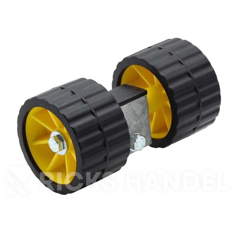 Rollenset 2 kunststof PE rollen 74x120 mm geel/zwart, Info@rickshandel.nl, Overige typen, Nieuw, Ricks Handelsonderneming