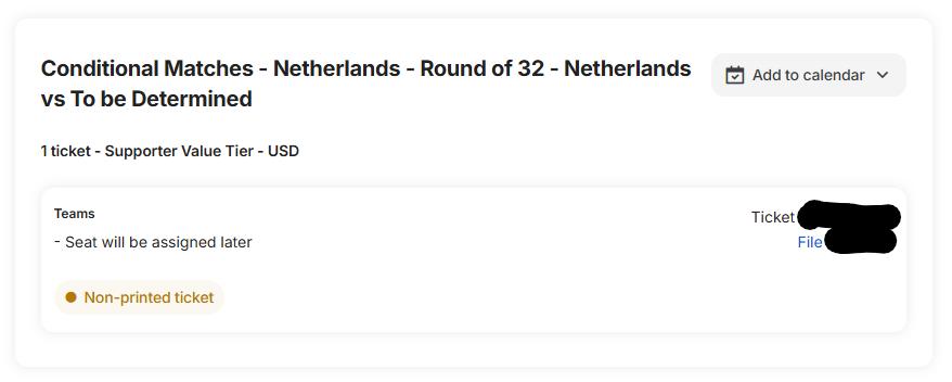 kaarten WK 2026, Losse kaart, Eén persoon, Juni, Buitenland