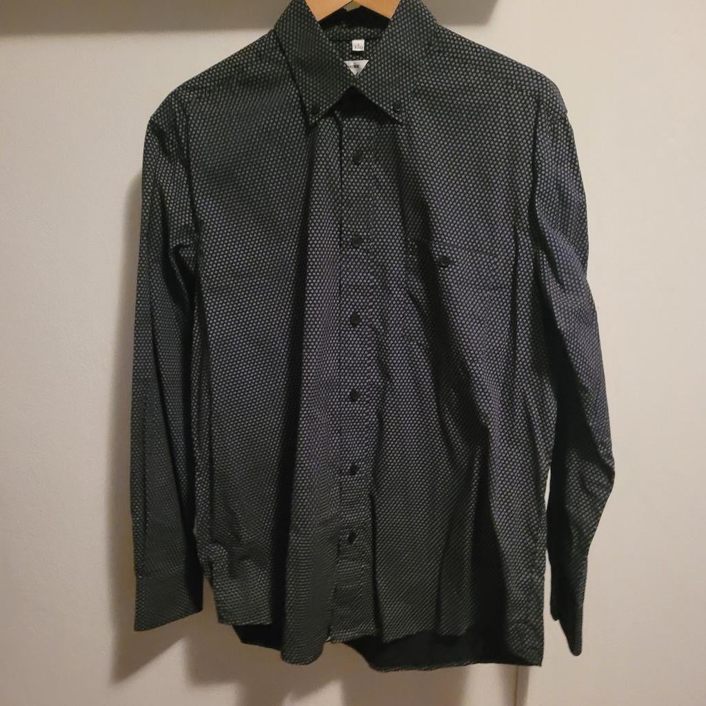 Herenoverhemd Maat L exclusive zwarte tulp, Kleding | Heren, Overhemden, Zwart, Ophalen of Verzenden, Zo goed als nieuw, Halswijdte 41/42 (L)