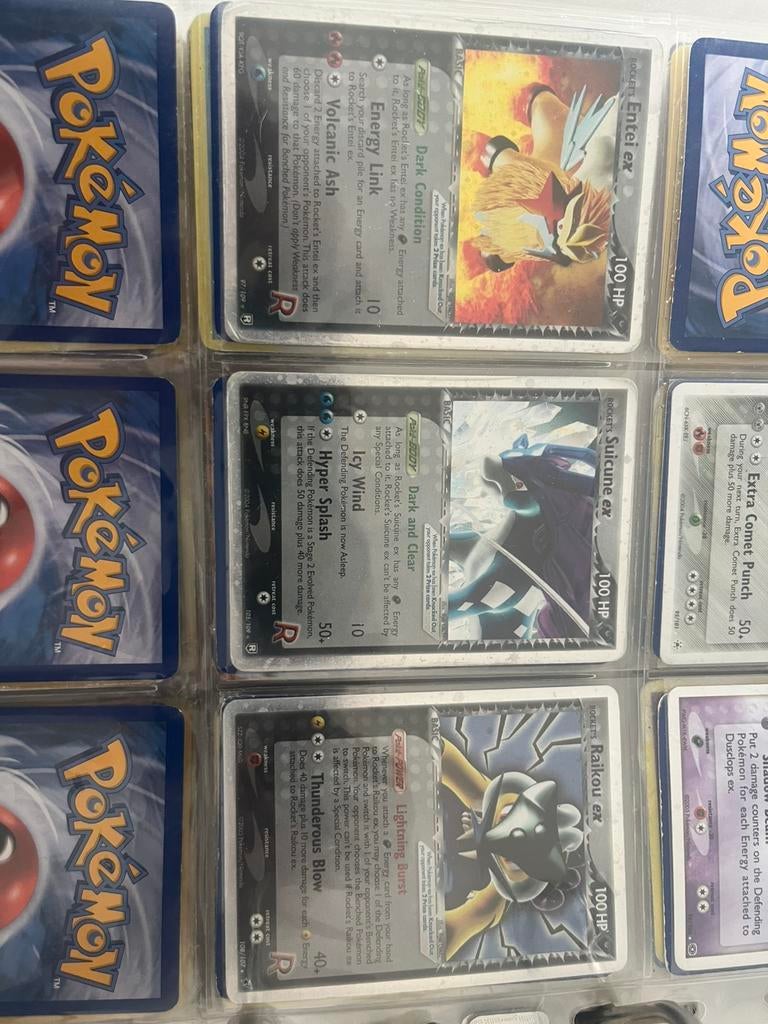 Pokemon ex kaarten (entei suicuine raikou ex team rocket), Ophalen of Verzenden, Zo goed als nieuw, Meerdere kaarten