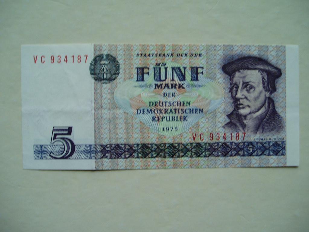 489. DDR, 5 mark 1975 VF Thomas Muntzer., Postzegels en Munten, Bankbiljetten | Europa | Niet-Eurobiljetten, Verzenden, Duitsland