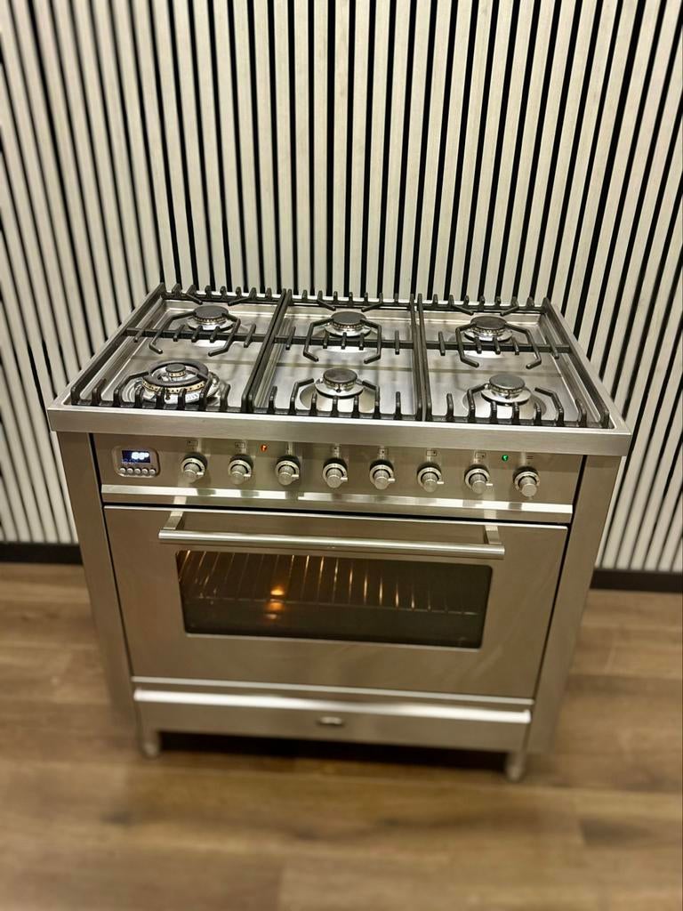 Luxe Boretti Fornuis 6 pits Multifunctioneel 300 C 90 cm, Fornello Esperta, Grill, Ophalen of Verzenden, Zo goed als nieuw