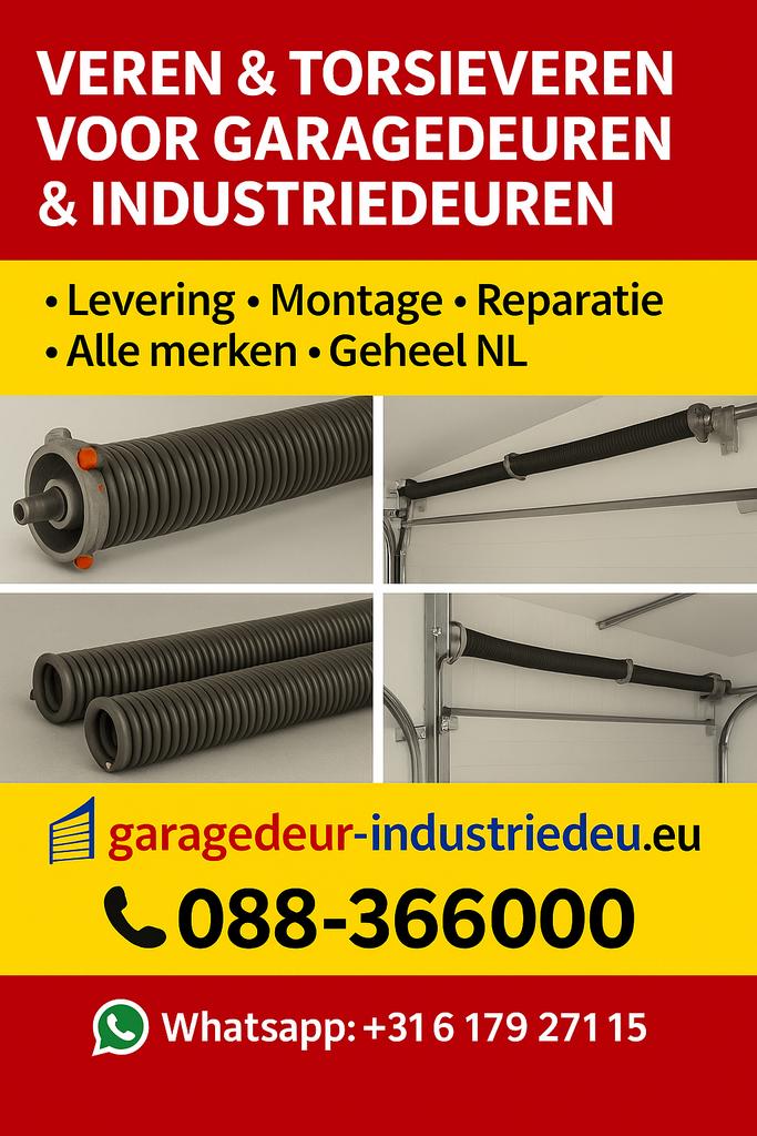 Veer, veren, torsieveer, garagedeur of industriedeur kapot?, 120 cm of meer, Nieuw, Ophalen of Verzenden, Buitendeur