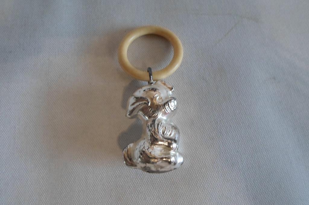 Antieke Rammelaar Hond Verzilverd, Antiek en Kunst, Antiek | Goud en Zilver, Ophalen of Verzenden