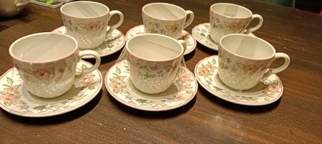 Vintage Wood & Sons Spring Fields Kop en Schotel Set, Ophalen of Verzenden, Zo goed als nieuw, Overige stijlen, Kop(pen) en/of Schotel(s)