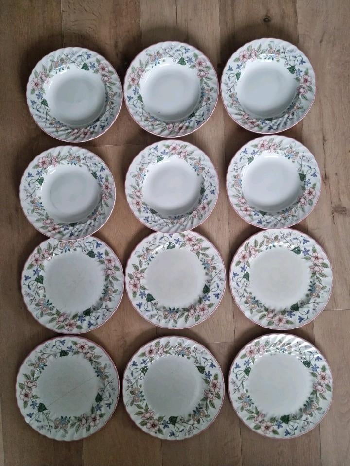 Prachtig servies Spring Fields wood & sons 6 eet - 6 soep, Antiek en Kunst, Antiek | Servies compleet, Ophalen