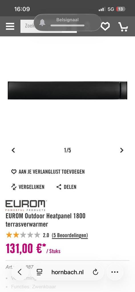 Teras verwarming, Tuin en Terras, Ophalen of Verzenden