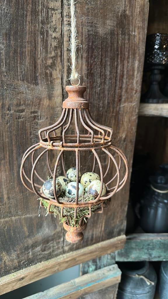 Metalen hanger met kwartel eitjes, Ophalen of Verzenden