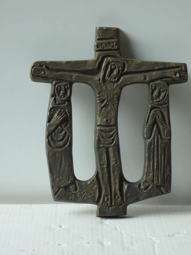 Egino Weinert DL. bronzen kruis crucifix Christus INRI brons, Ophalen of Verzenden
