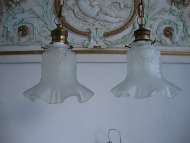 Stel oude brocante matte hanglampjes ( rokjes ) nr. 5, Ophalen of Verzenden