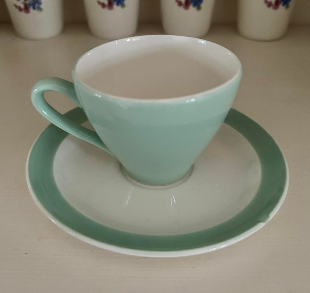 Pastel mintgroen kopje Regout Sphinx, Ophalen of Verzenden