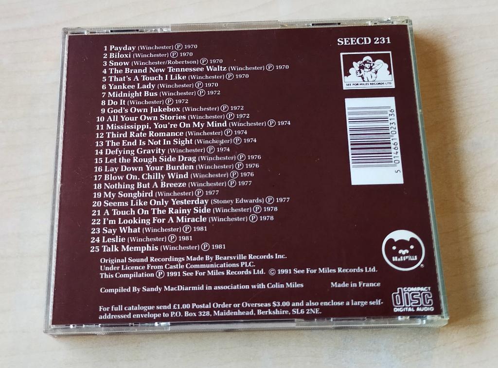 Jesse Winchester - The Best Of CD 1991, Ophalen of Verzenden, Zo goed als nieuw, Overige soorten