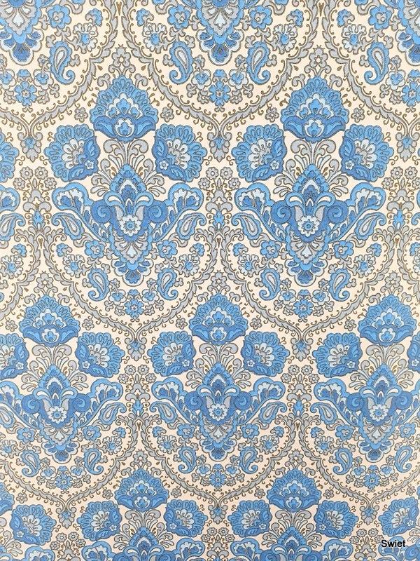 11724 Zacht blauw barok behang met lichte elegantie swiet, Verzenden, Minder dan 10 m², Blauw