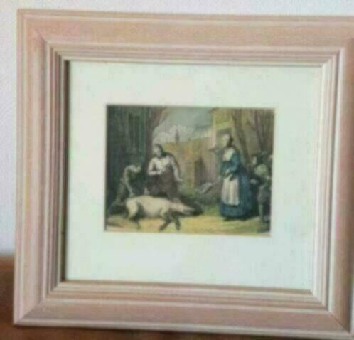 2 oude gravures Jacob Cats varken slager boter karnton 1862, Antiek en Kunst, Ophalen
