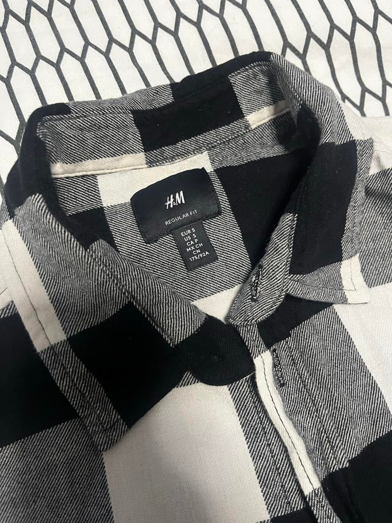 H&M Geruit Overhemd - Zwart/Wit, Ophalen of Verzenden, Zo goed als nieuw, Jongen, Overhemd of Blouse