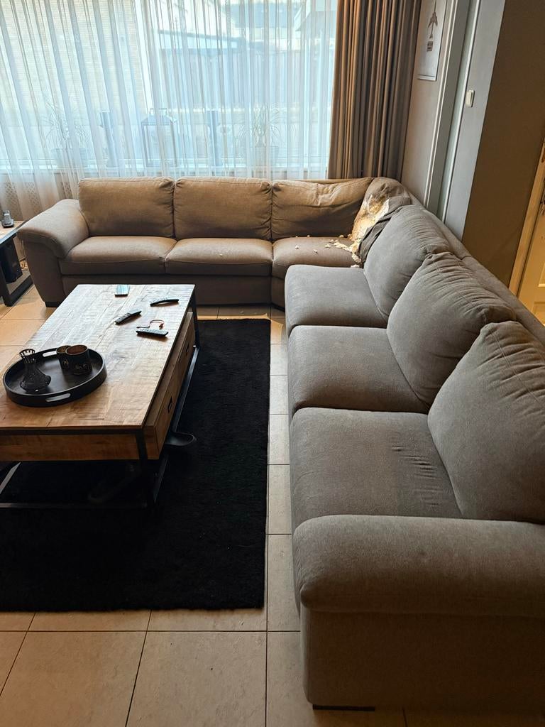 Grote Hoekbank - Gebruikt gratis op te halen, Ophalen, Gebruikt, 100 tot 125 cm, Hoekbank