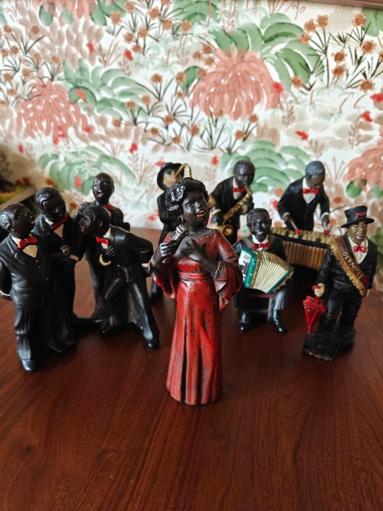 Jazz band beeldjes set (7 stuks) - Vintage decoratie, Verzamelen, Beelden en Beeldjes, Ophalen of Verzenden