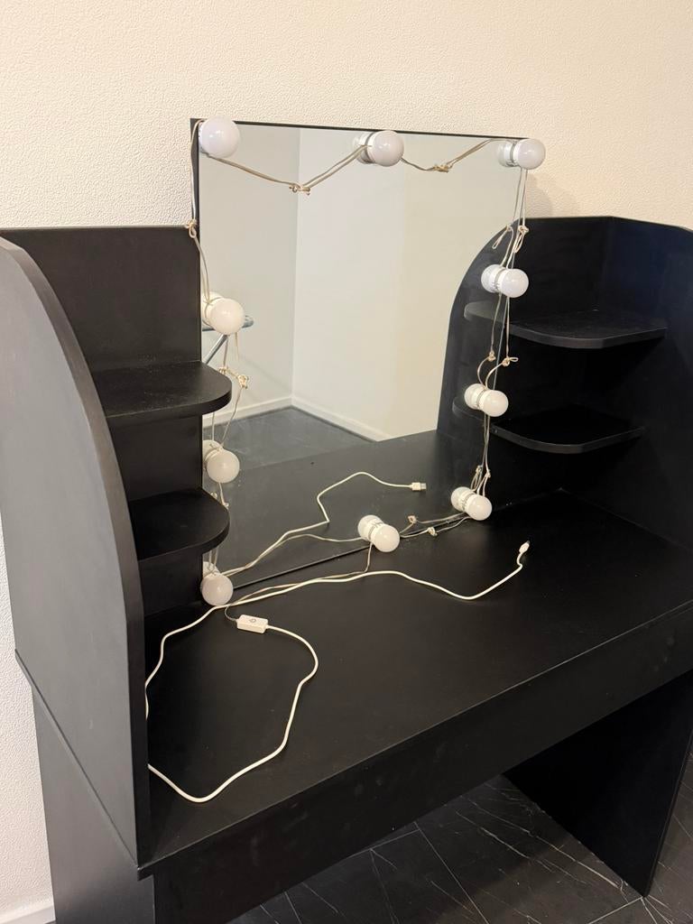 Make up tafel met verlichting zwart, Ophalen of Verzenden, Zo goed als nieuw, 50 tot 100 cm, Minder dan 100 cm