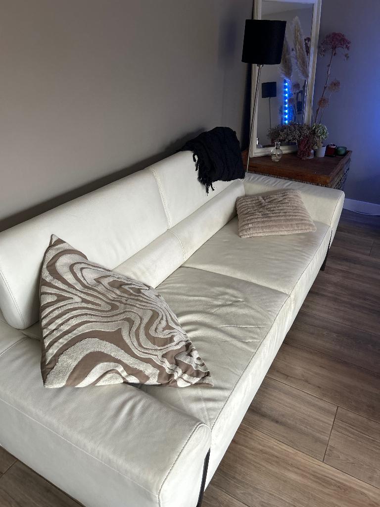 Leren banken, Huis en Inrichting, Ophalen, Gebruikt, Leer, Strak modern