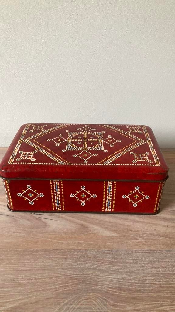 Vintage rood koek blik stipwerk, Verzamelen, Ophalen of Verzenden, Gebruikt, Overige