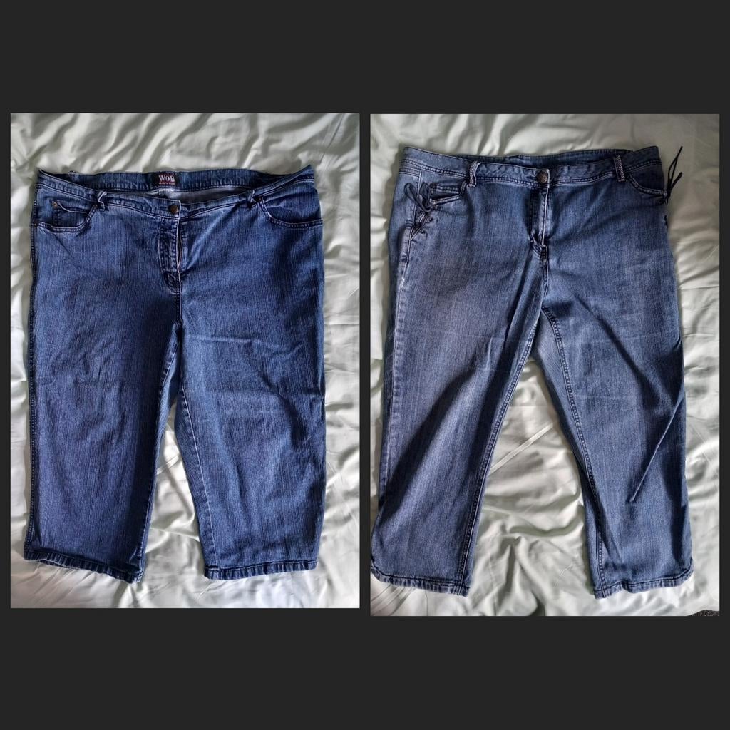 2 Dames Kniebroeken, Kleding | Dames, Grote Maten, Gedragen, Broek of Spijkerbroek, Blauw, Ophalen of Verzenden