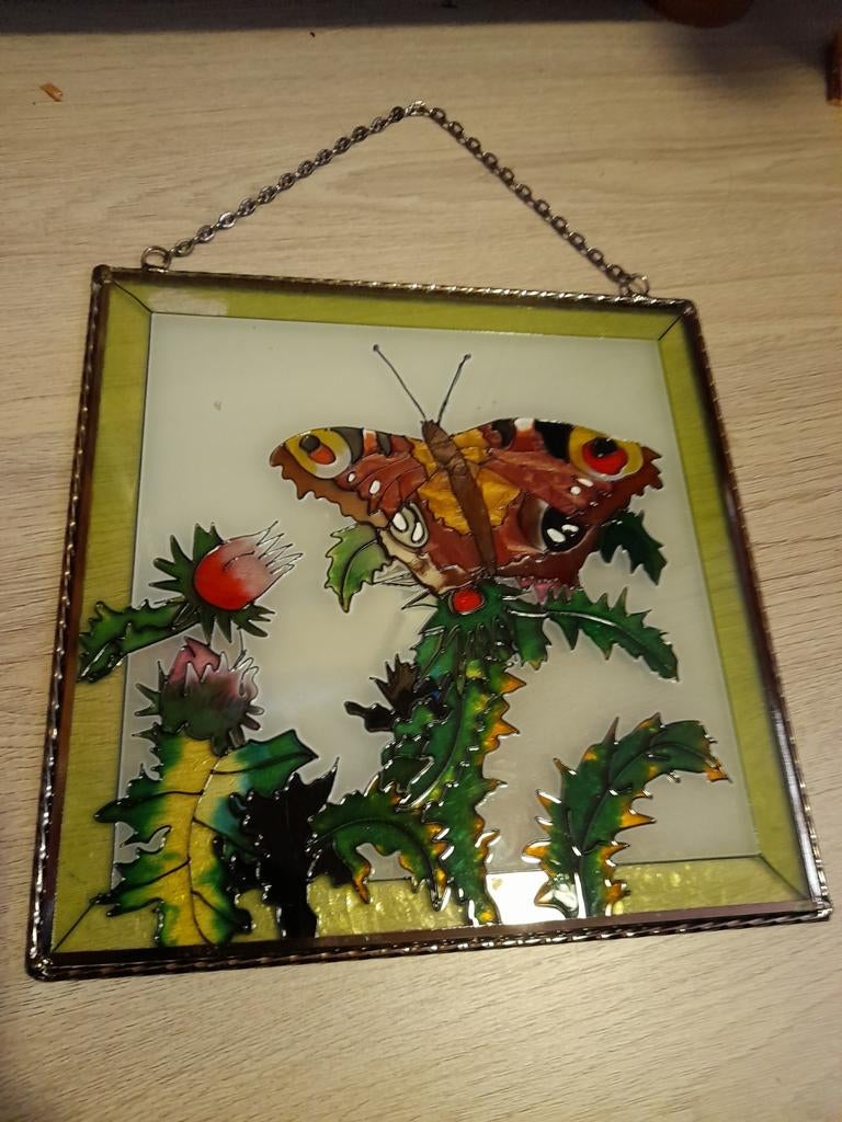 Raamdecoratie vlinder., Gebruikt, Decoratieobject, Ophalen of Verzenden, Glas