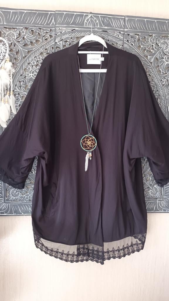 Junarose zwart jasje met kant - Maat 50/52, Junarose, Zwart, Ophalen of Verzenden, Zo goed als nieuw