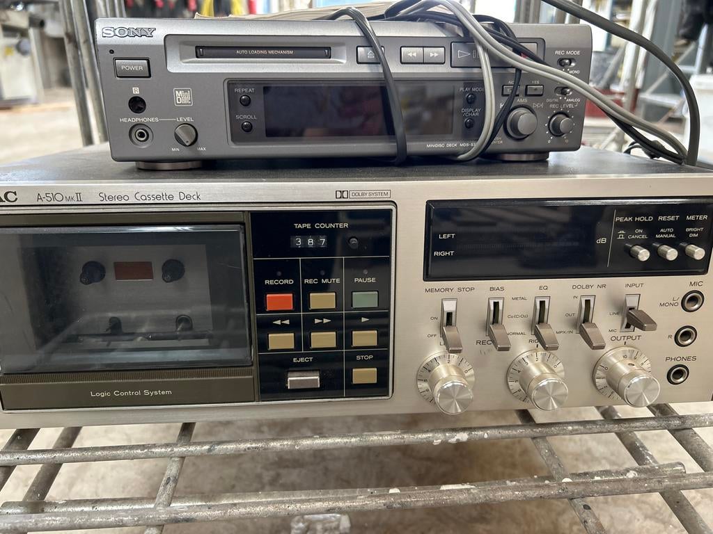 2 x Sony MiniDisc Deck & TEAC Cassette Deck - Vintage, Audio, Tv en Foto, Cassettedecks, Ophalen, Enkel, Sony, Tiptoetsen