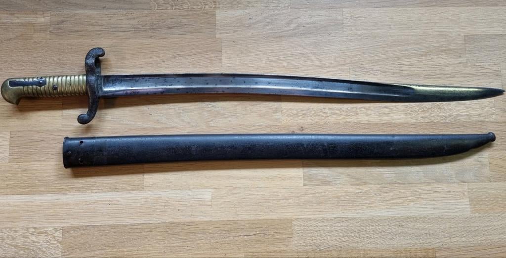 Franse M1842 bajonet, Ophalen of Verzenden, Landmacht, Overige gebieden, Mes of Dolk