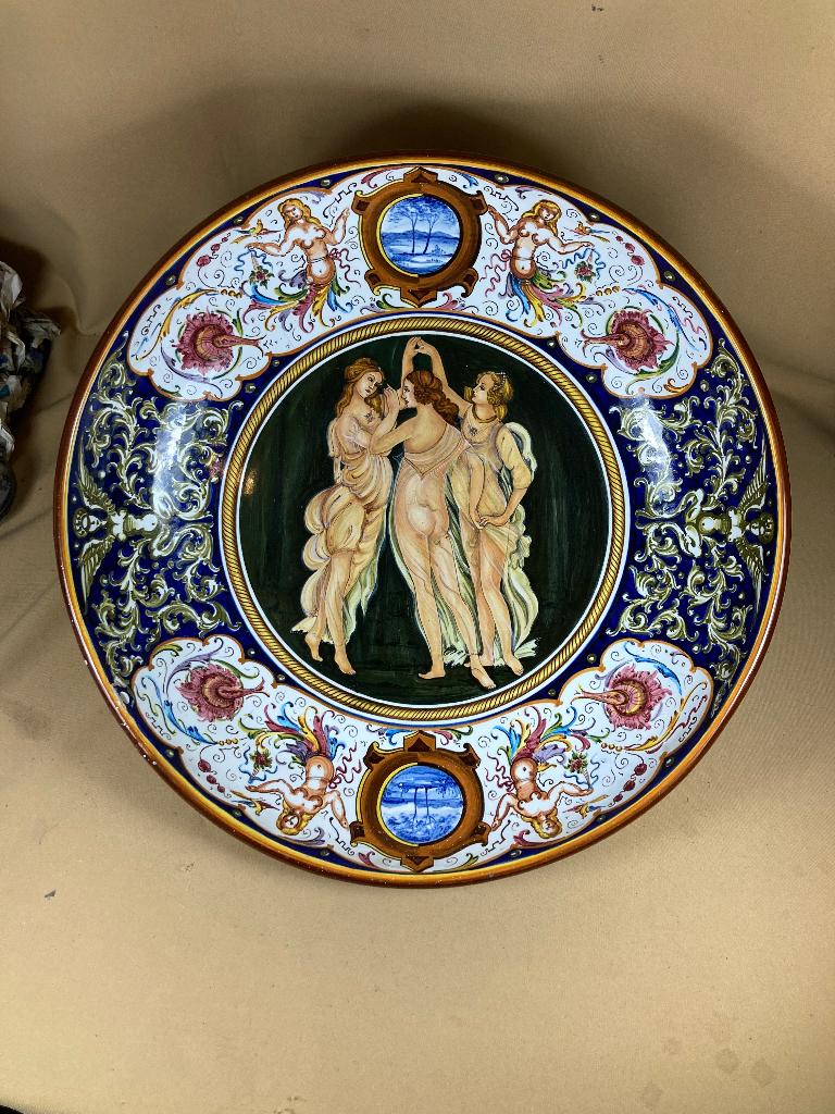 Grote faience schotel 3 gratiën 48 cm, Ophalen of Verzenden