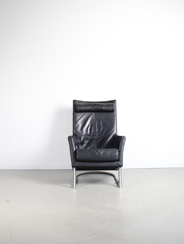 2x Montis Madonna Fauteuil Zwart Leer – Chroom, Niet ingevuld, Gebruikt, Niet ingevuld, 50 tot 75 cm