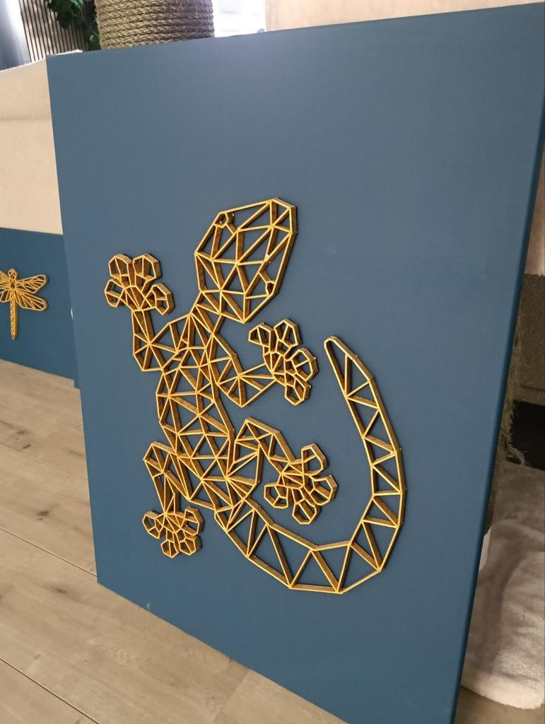 Geometrische wanddecoratie hagedis, toekan, schildpad en lib, Ophalen