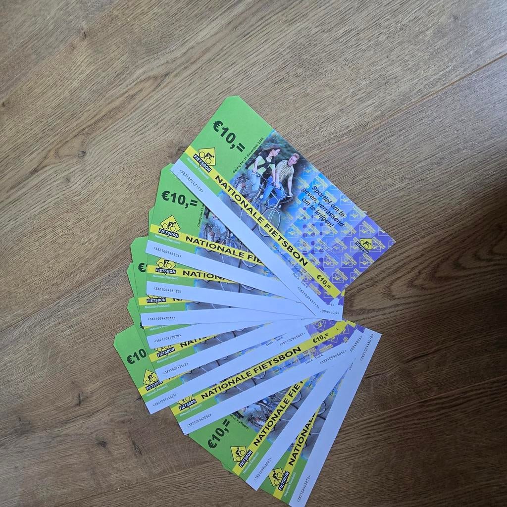 Fiets bonnen waarde 100 euro geldig tot 31 dec 2026