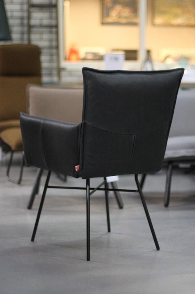 Luxe eetkamerstoel SANNE Jess Design leer armleuningen zwart, Ophalen, Zwart, Zo goed als nieuw, Eén