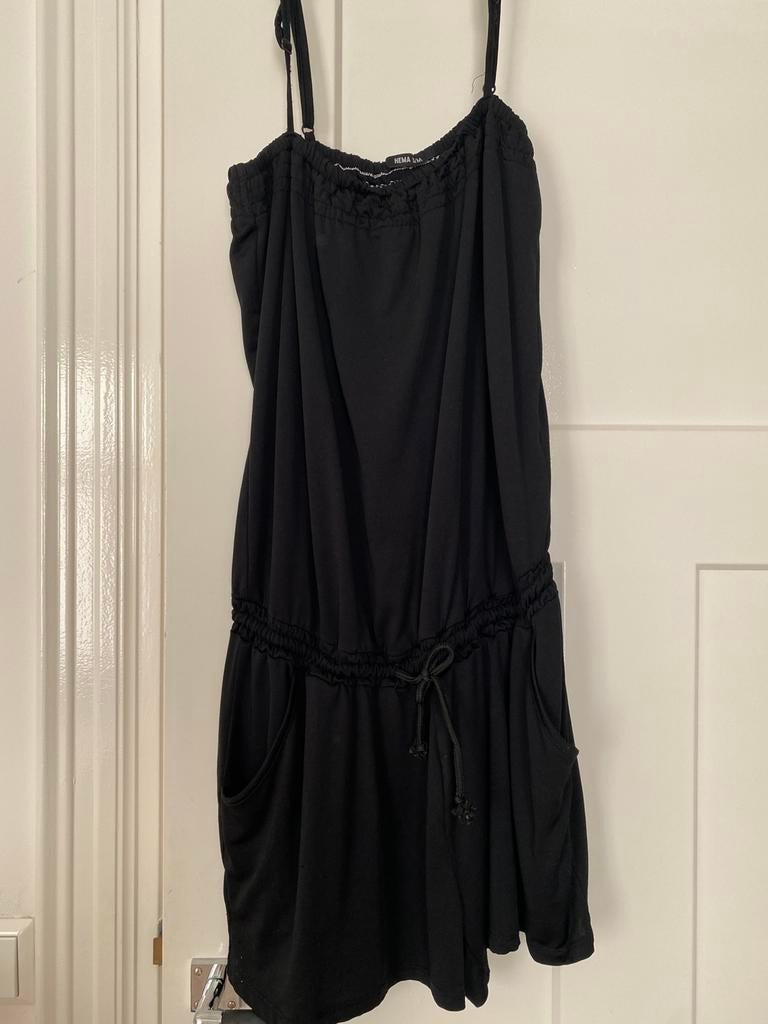 Zwarte korte jumpsuit met spaghettibandjes maat S/M, Ophalen of Verzenden, Zo goed als nieuw, Maat 36 (S), Zwart