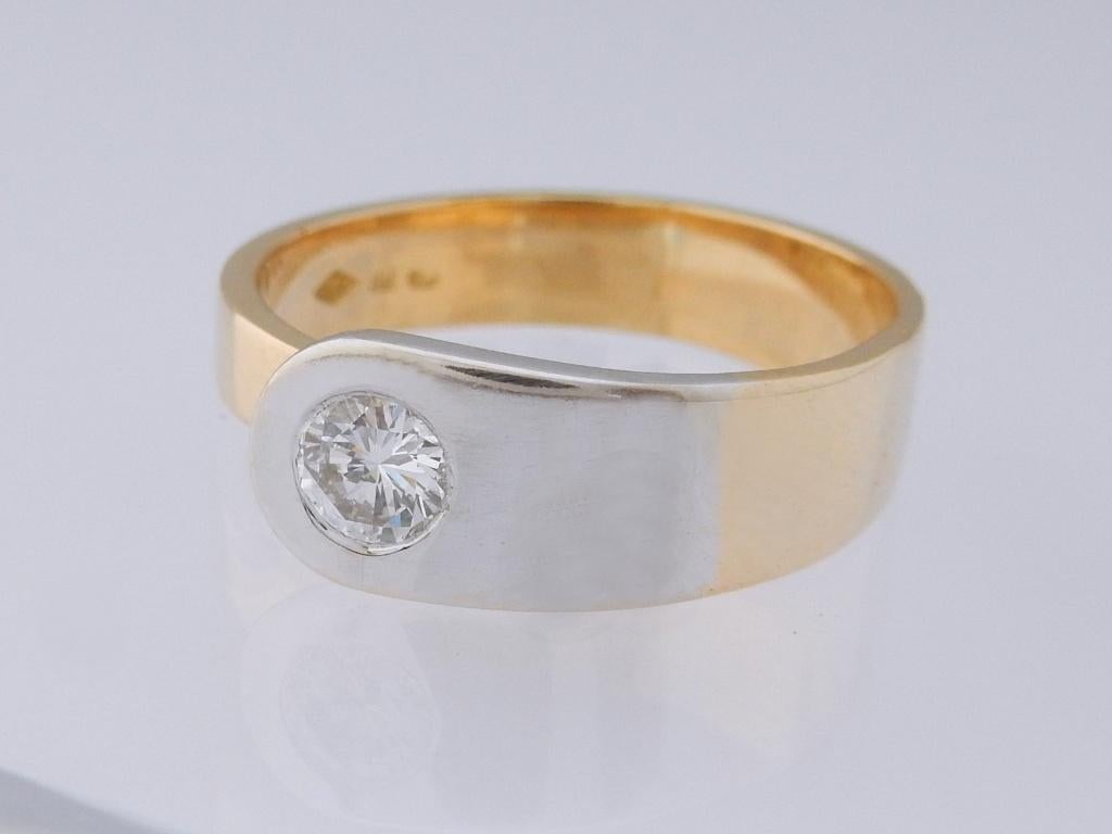 Zware 18 karaat Gouden Herenring Ring 0.50ct Briljant, Jw, 20 of groter, Verzenden, Heer