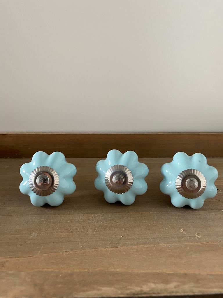 Vintage deur- of ladeknop, Ophalen of Verzenden, Nieuw, Rond, Metaal