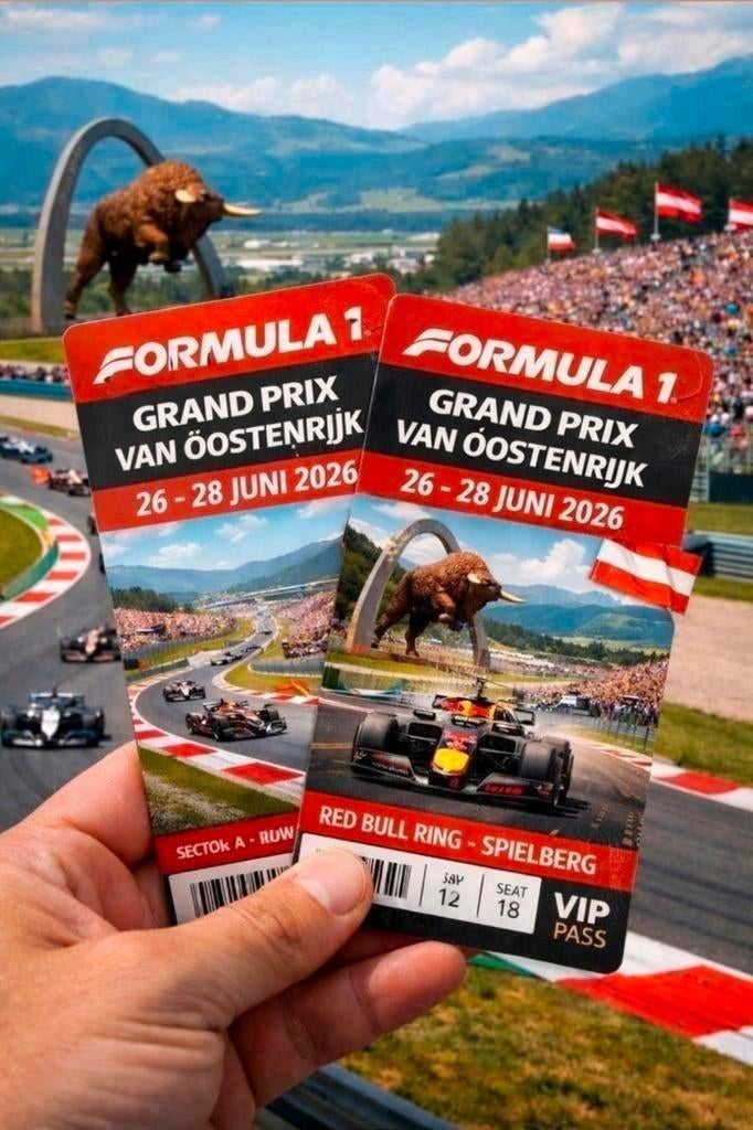 2 Formule 1 tickets Oostenrijk, Twee personen