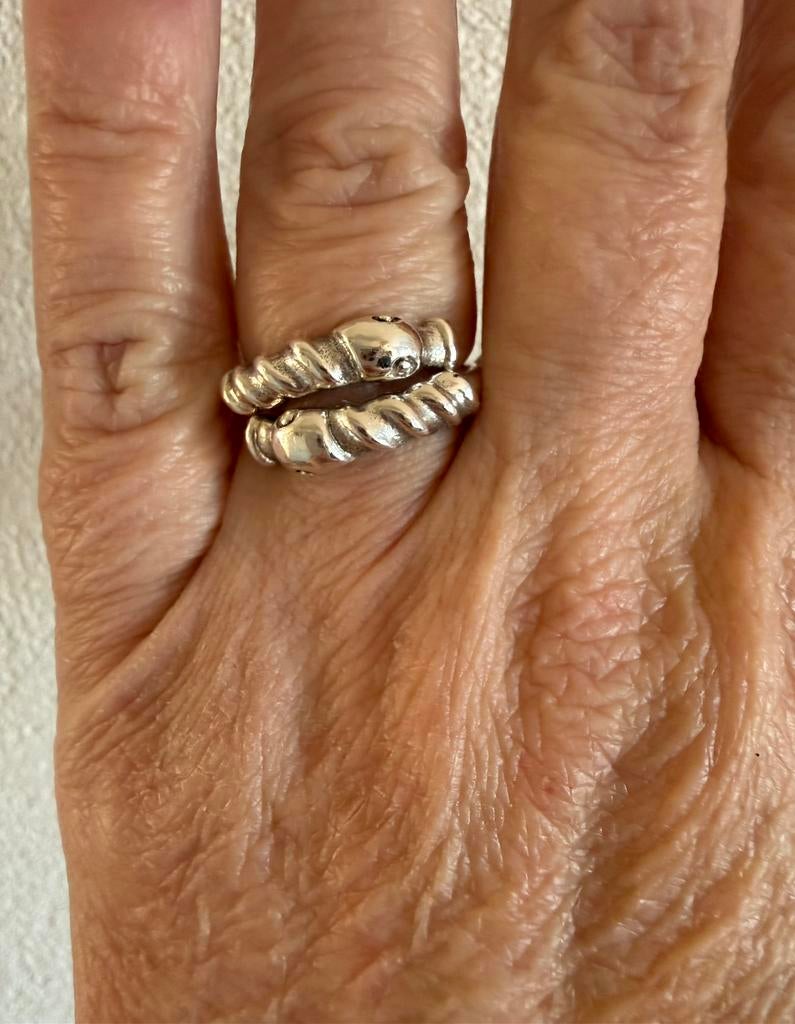 H152/Zilveren Dansk Smykker Slang ring Denemarken, Gebruikt, Verzenden, X, Dame