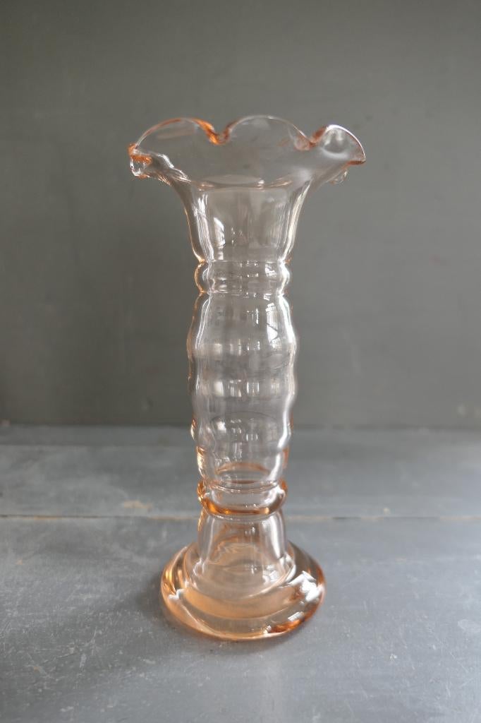 Art Deco vaas glas rosaline, Verzenden