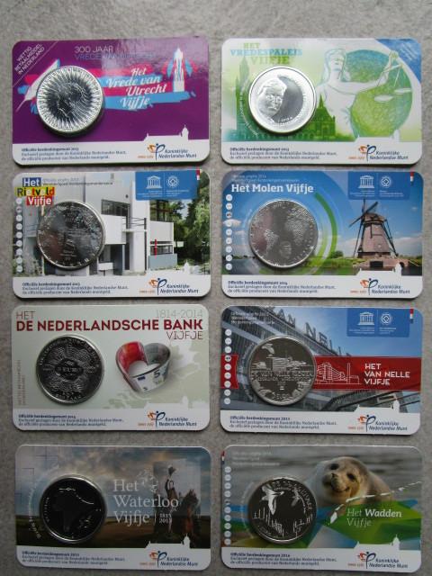 5 EURO HERDENKINGSMUNTEN op COINCARD : 2008 -  2018 á 6 euro, Ophalen of Verzenden, Nederland, Munten