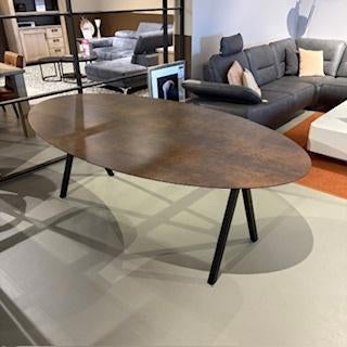 Eetkamertafel HPL roestkleur ovaal 220x120cm, Ophalen, Kunststof, 100 tot 150 cm, 200 cm of meer