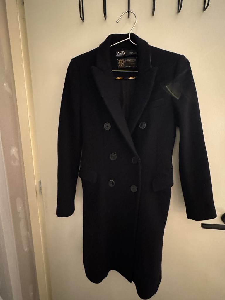 Zwarte Mantel jas Zara maat S, Ophalen of Verzenden, Zo goed als nieuw, Maat 36 (S), Zwart